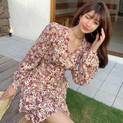 엔템 플라워 미니 원피스 봄원피스