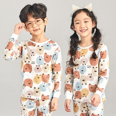 캐릭모아키즈 쟈가드 유아 아동 주니어 내의 내복 실내복 9부-브라운곰 리뷰후기