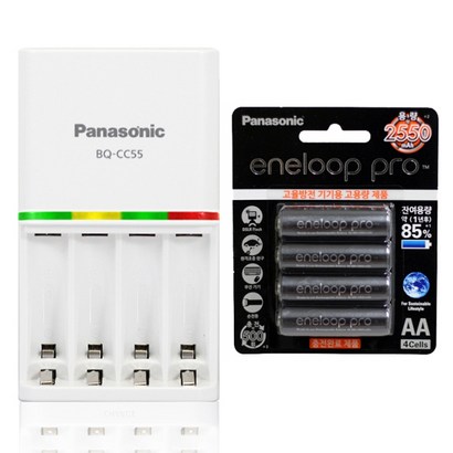 파나소닉 BQ-CC55에네루프 RO AA2550세트 충전기 개별충전 프리볼트 ED램프 에네루프 고용량 배터리 충전기
