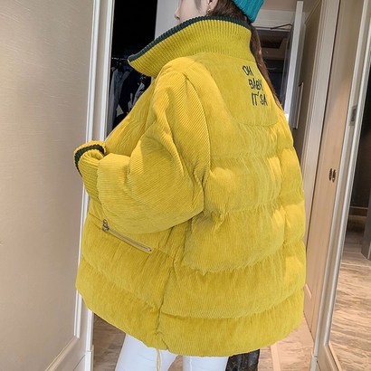 빅사이즈 여성 코듀로이 패딩 보온 심플 두꺼운 오버핏 골덴 다운 자켓 corduroy added jacket JX1569
