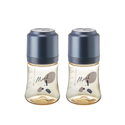 마더케이 369 PPSU 젖병 180ml 트윈팩, 0단계, 네이비
