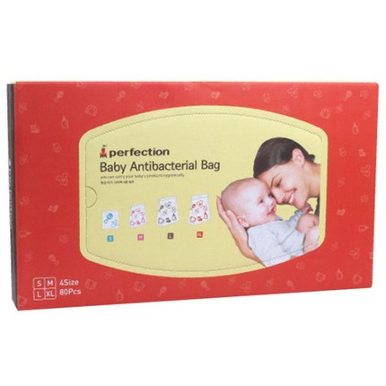 퍼펙션 항균 아가 지퍼백 S 20p + M 20p + L 20p + XL 20p, 1세트