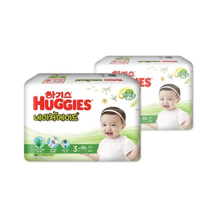 하기스 NEW 네이처메이드 밴드형 기저귀 여아용 중형 3단계(7~11kg), 132매
