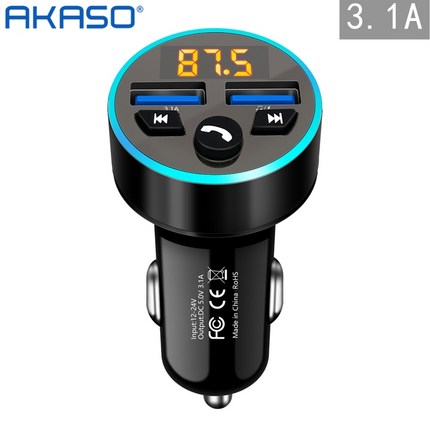 아카소 퀵차지 퀄컴3.1A 고속충전 올인원 차량용 블루투스 무선 오디오 AK-900, AK-900BF