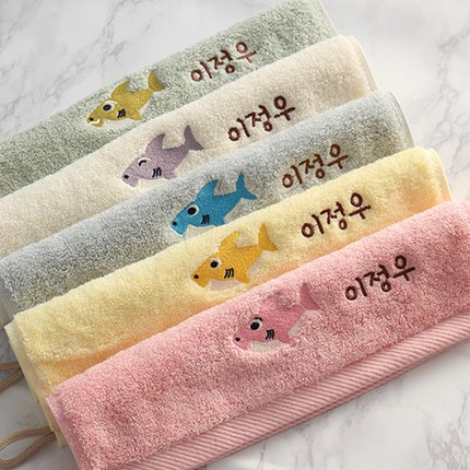 퍼니맘 무형광 상어 어린이집 개인 고리수건, 1개, 골고루5장