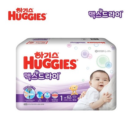 하기스 2020 맥스드라이 밴드 1단계 신생아 공용 62매 1팩
