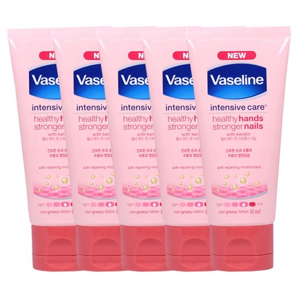 바세린 인텐시브 케어 헬씨 핸드 앤 스트롱거 네일크림, 60ml, 5개