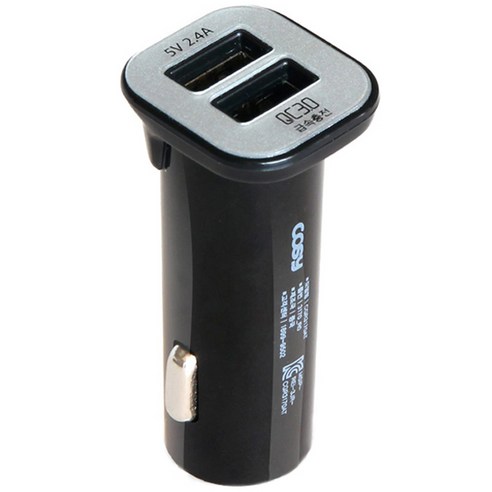 코시 차량용 퀵차지 3.0 슬림 충전기 USB 2포트, CGR3170AT, 블랙