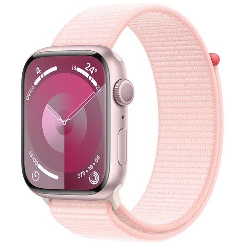 Apple 애플워치 9 GPS, 45mm, 핑크 / 라이트 핑크 스포츠 루프, Loop
