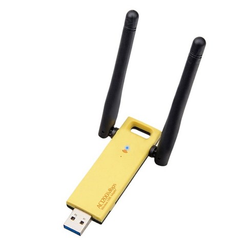 3.0 기가비트 USB 무선 네트워크 카드 RTL8812 듀얼 주파수 2.4G + 5G 듀얼 안테나 1200M 기가비트 802.11ac, 노란색 & 블랙, 하나