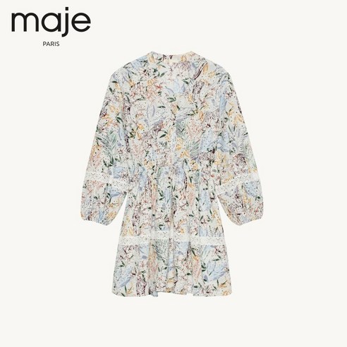 aje2021 봄과 여름 새로운 여성의 V 넥 중공 레이스 슬림 인쇄 드레스 FRO01794 리뷰 후기