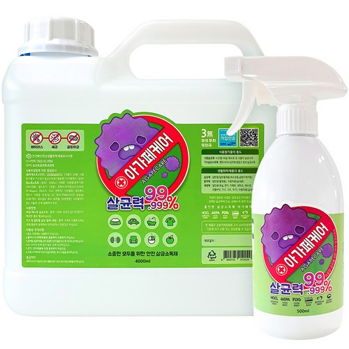 아가페케어 뿌리는 살균소독제 4000ml + 500ml 세트, 4500ml, 1세트