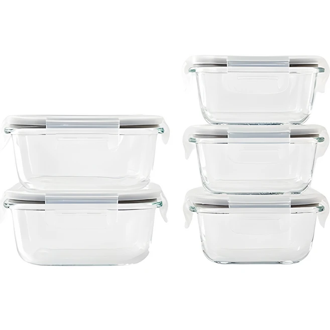 모던하우스 전자레인지 스팀홀 유리밀폐용기 세트, 1세트, 320ml (3P) + 520ml (2P)