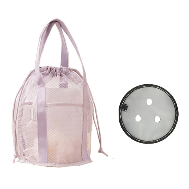 뷰레이터닷컴 펠리 매쉬 수영가방 + 원형 3홀 받침대 세트, 퍼플
