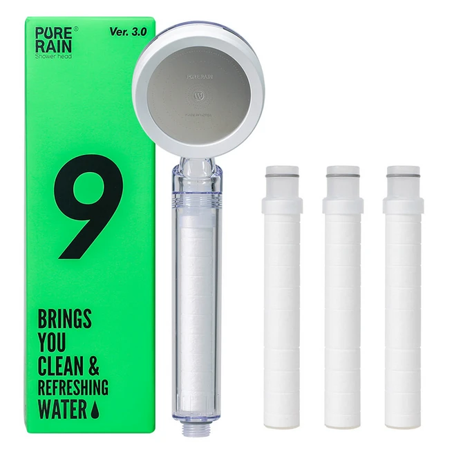 퓨어레인 9 3세대 샤워기 헤드 + 세디먼트 핸들 필터 3p 실속 패키지 세트, 투명 + 화이트(샤워기 헤드), 1세트