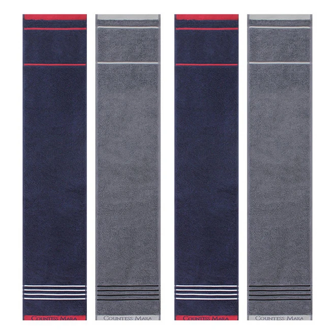 송월타월 카운테스마라 30수 포라인 스포츠타월, 그레이 + 네이비, 2세트