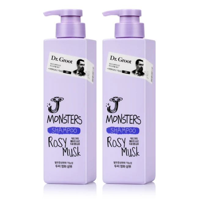 닥터그루트 제이 몬스터즈 두피 정화 기능성샴푸 로지 머스크향, 385ml, 2개