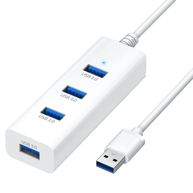 홈플래닛 4포트 USB3.0 허브 HUB4A, 화이트, 1개