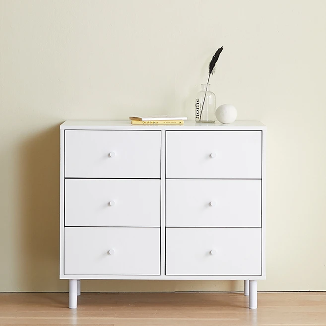 퍼피노 마인 3단 서랍장 6칸 방문설치, 화이트, 80cm, 6단