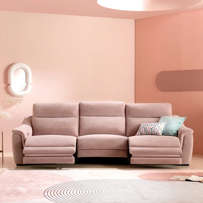 리바트 로이머 패브릭 4인용 양면형 리클라이너형 소파 방문설치, 바너클 핑크