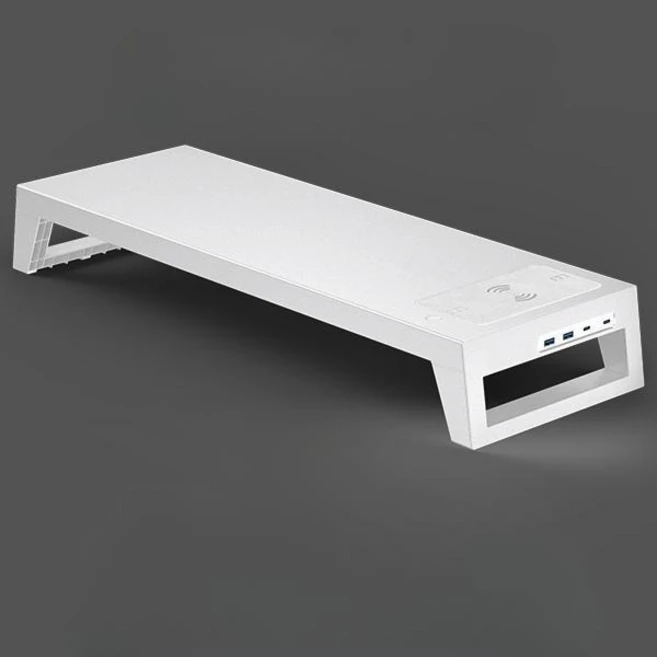 (한국어버전) LANQ PCDOCK3 V3 RGB 모니터 받침대 무선 충전 블루투스 와이파이 지문인식 음성인식, V3 화이트 PLUS 88cm