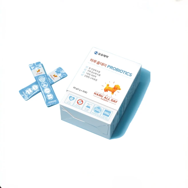 [sc]유유제약 하루올데이 PROBIOTICS 강아지 유산균 반려견 면역력 카제로템 2gx30포, 1개