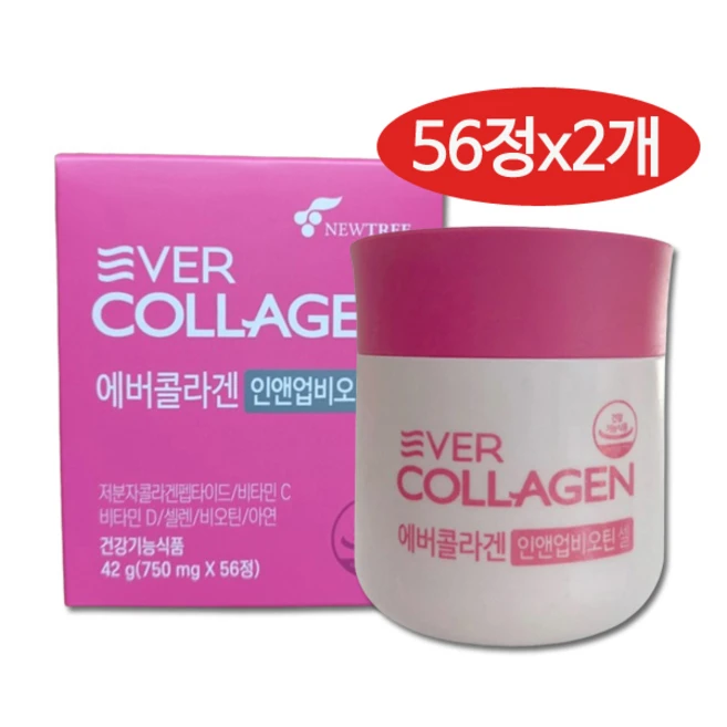 에버콜라겐 인앤업비오틴셀 최신상 홈쇼핑 저분자콜라겐 750mg 56정 2개 애버콜라겐 비오틴