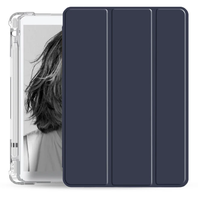 아이두지 아이패드 9 8 7세대 젤리 반투명 펜수납 케이스, 그레이, 1개