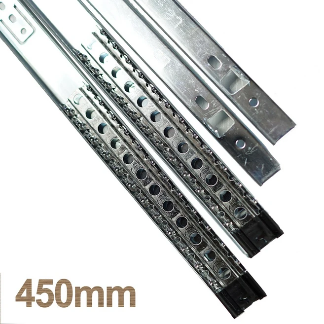 2단볼레일/서랍볼레일/날개형 350/400/450용/서랍레일/레일교체/레일수리, 2단볼레일 450mm(좌우포함된4p)