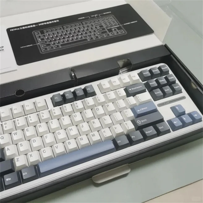 AULA 맞춤형 기계식 키보드 PBT 3핀 핫스왑 RGB 그레이 우드축, 다크블루, F87, 제조사축