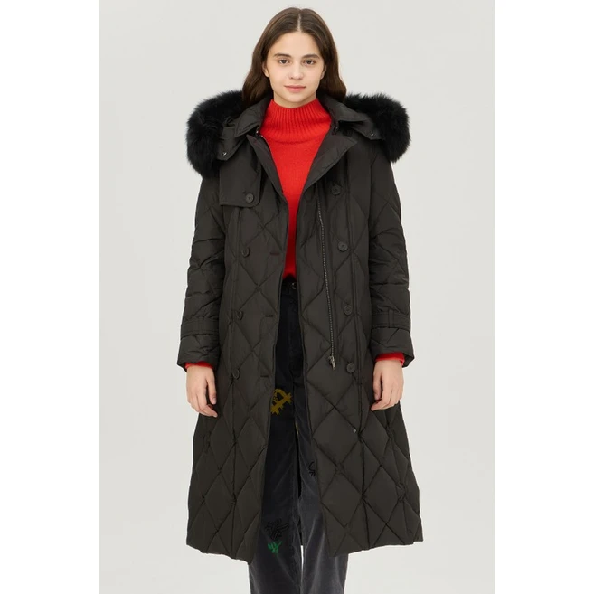 [베네통] 폭스퍼 후드 롱 덕다운 패딩 BAPDE3461765758