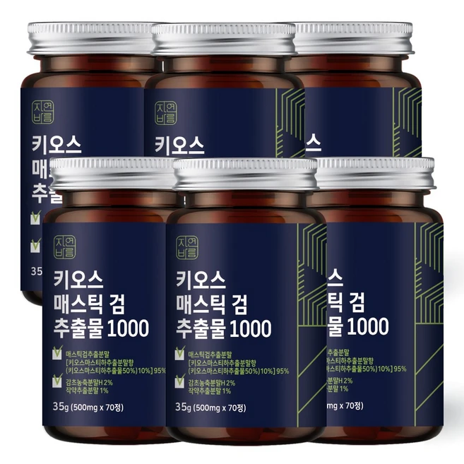 자연바름 키오스 매스틱 검 순도 96.5% 메스틱 검 추출 분말 정 위, 6개, 35g