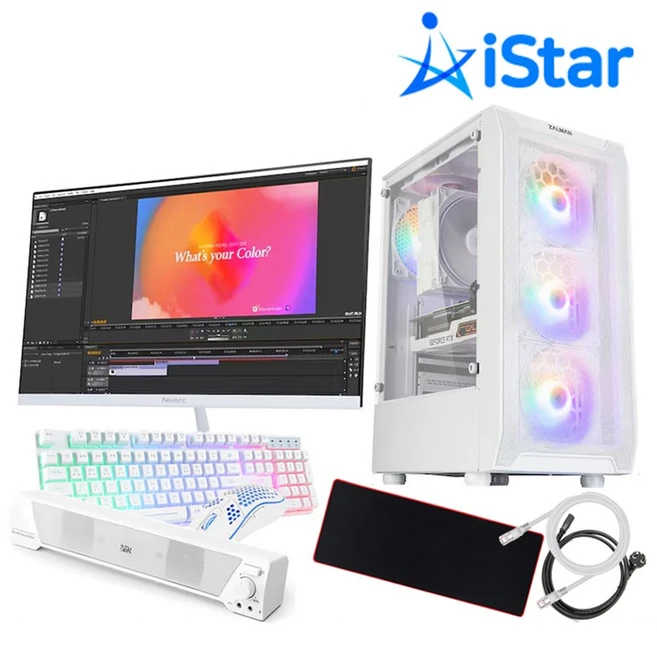 게임용 컴퓨터 풀세트 화이트 감성 롤 발로란트 게이밍 조립PC, 01-2)27인치/4150/8G 세트, WIN10 Home, 250GB, 8GB