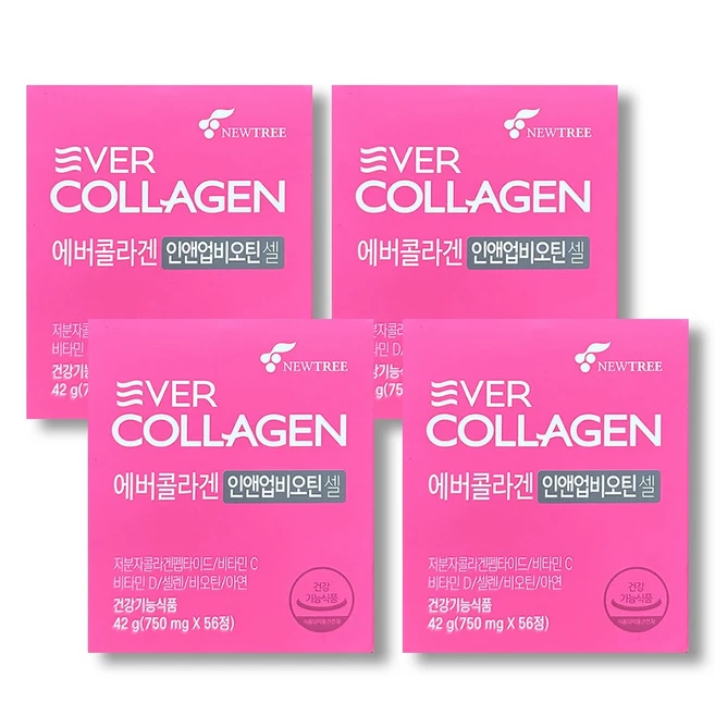 에버콜라겐 인앤업 비오틴 셀 750mg X 56정 X 4통 / SI, 4개