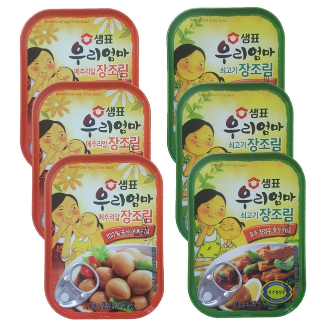 샘표 우리엄마 메추리알 장조림 130g x 3p + 쇠고기 장조림 110g x 3p, 1세트