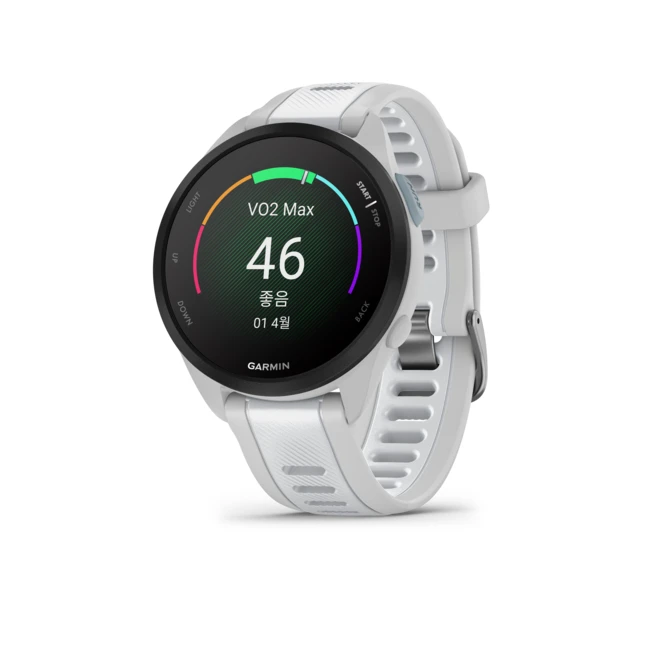 가민 포러너 165 러닝 스마트워치, 미스트 그레이 + 화이트, 43mm, GPS