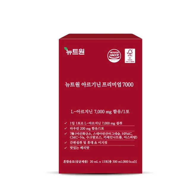 뉴트원 아르기닌 프리미엄 7000 L아르기닌 7000mg 아르지닌 타우린 아연 비타민B C 15포X2bx, 300ml, 2개