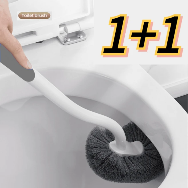 생활클린 화장실 변기솔 곡선 벽걸이형 청소 변기 욕실 브러쉬 곰팡이 찌든때 제거, 2개, 그레이