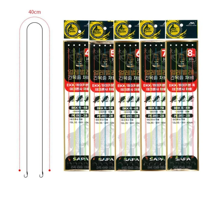향어 붕어 잉어 얼레벌레 긴목줄 오색 7호 채비 바늘 간편교체 붕어낚시바늘 2본채비, 5개