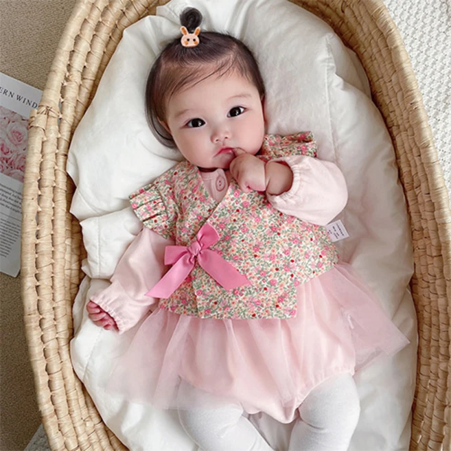 [KC인증 당일출고]베스더스 여아 베이비 플라워 한복 슈트 설날 추석 명절룩 설빔 베베 촬영룩