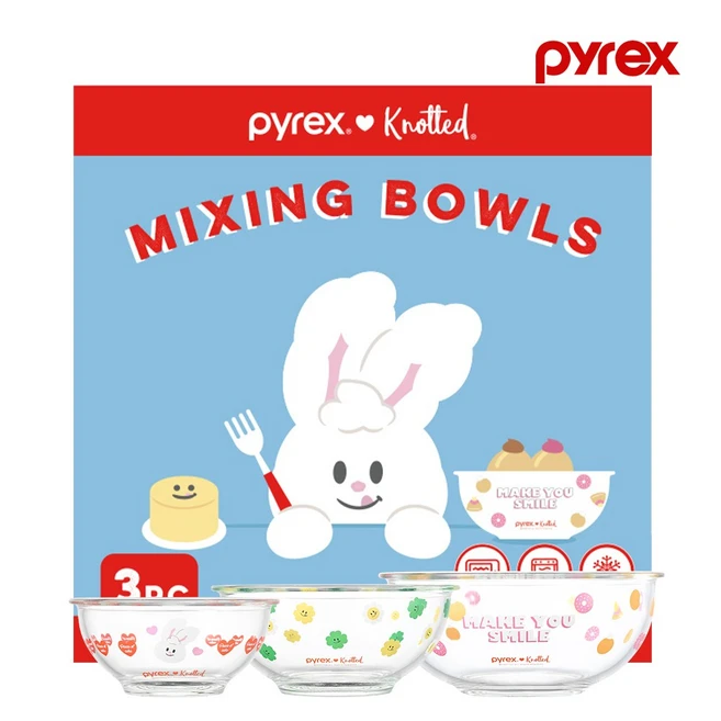 파이렉스 노티드 유리 믹싱볼 880ml 1.4L 2.4L 3P 세트, 1개