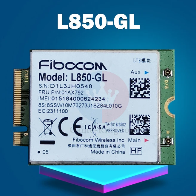 4G LTE 무선 모듈 WWAN 카드 씽크패드 X280 X380 요가 X1carbon 6th x1 3rd T480 T480S T580 L850-GL 01AX792 5W10V257, Used Condition, 1개