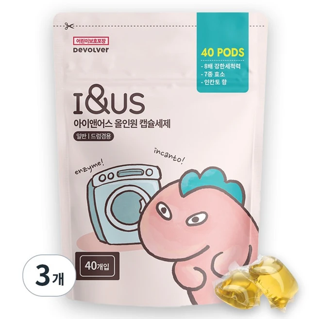 아이앤어스 올인원 초고농축 캡슐세제, 320g, 3개