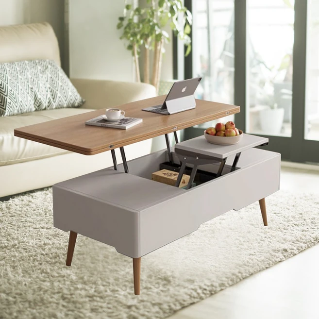 Allora 와이드 리트프업 테이블 거실 사이드 좌식 쇼파 티 높이조절 리프트 탁자 커피