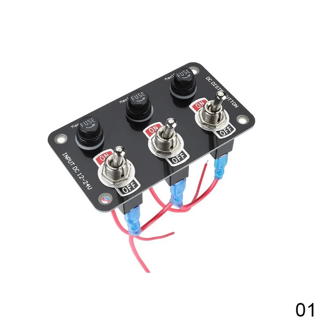 3/6 갱 토글 스위치 패널 온/오프 로커 10A 퓨즈 레이싱 카 RV 캠핑 해양 보트 요트 12V 24V, 3 Gang Panel