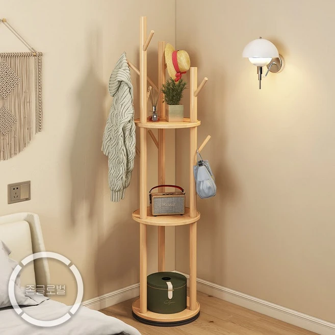 이지피지몰 대용량 회전 옷걸이 행거, 우드