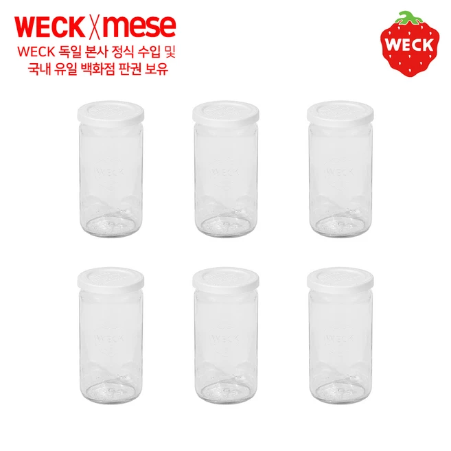 PE weck [메세몰] 독일 웩 밀폐용기 유리용기+PE마개 세트상품(4p 6p 12p), 1개, PE-975 6p