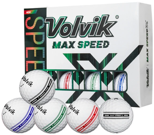 볼빅 맥스 스피드 X 플래그라인 골프공, 화이트 4색 라인, 12개입, 1개