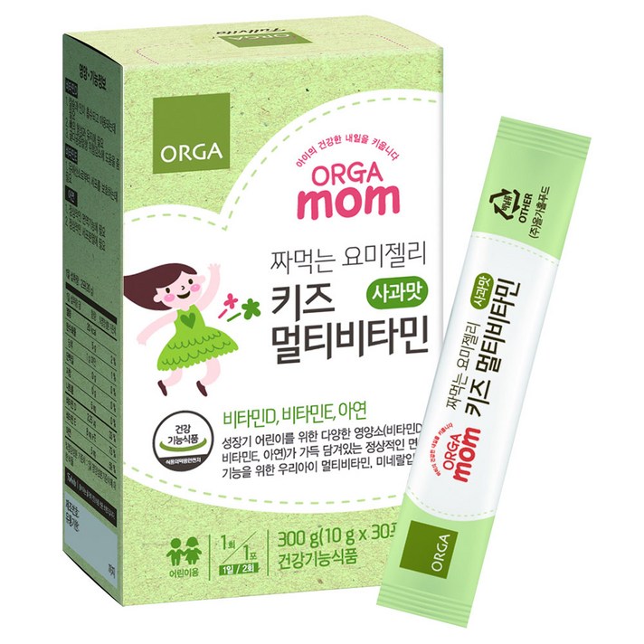 올가홀푸드 짜먹는 요미젤리 키즈멀티비타민 사과맛, 10g, 30포
