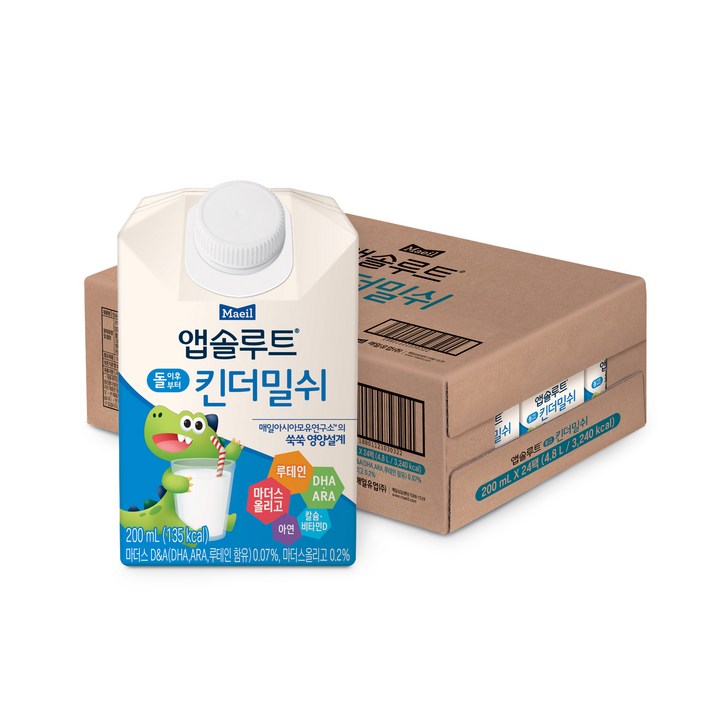 앱솔루트 킨더밀쉬 200ml, 우유맛, 24개
